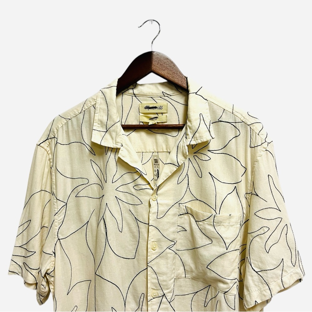 Madewell Embroidered Easy Short-Sleeve Shirt In Antique Cream Size M NWT - Picture 6 of 9